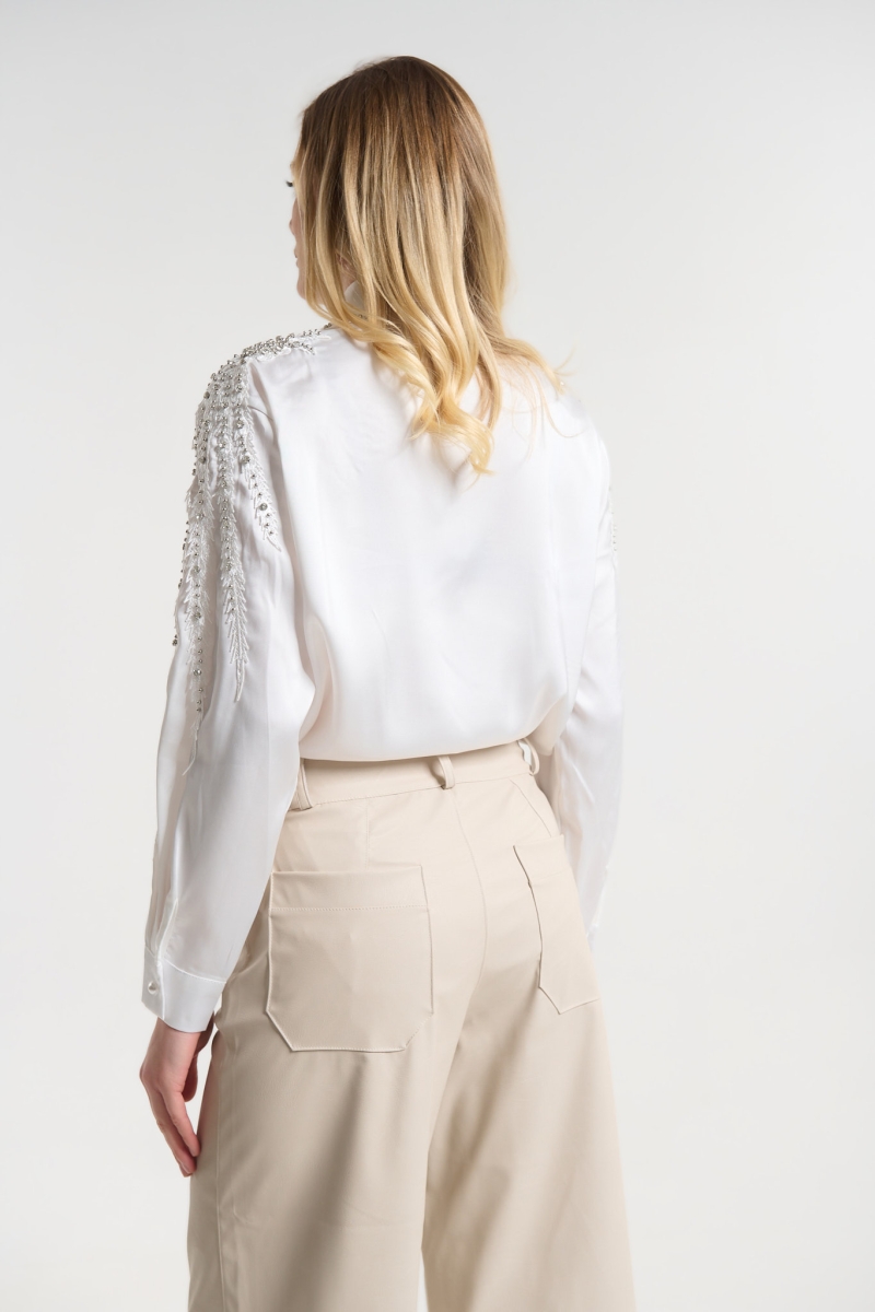 Satin Shirt Shoulder Detail