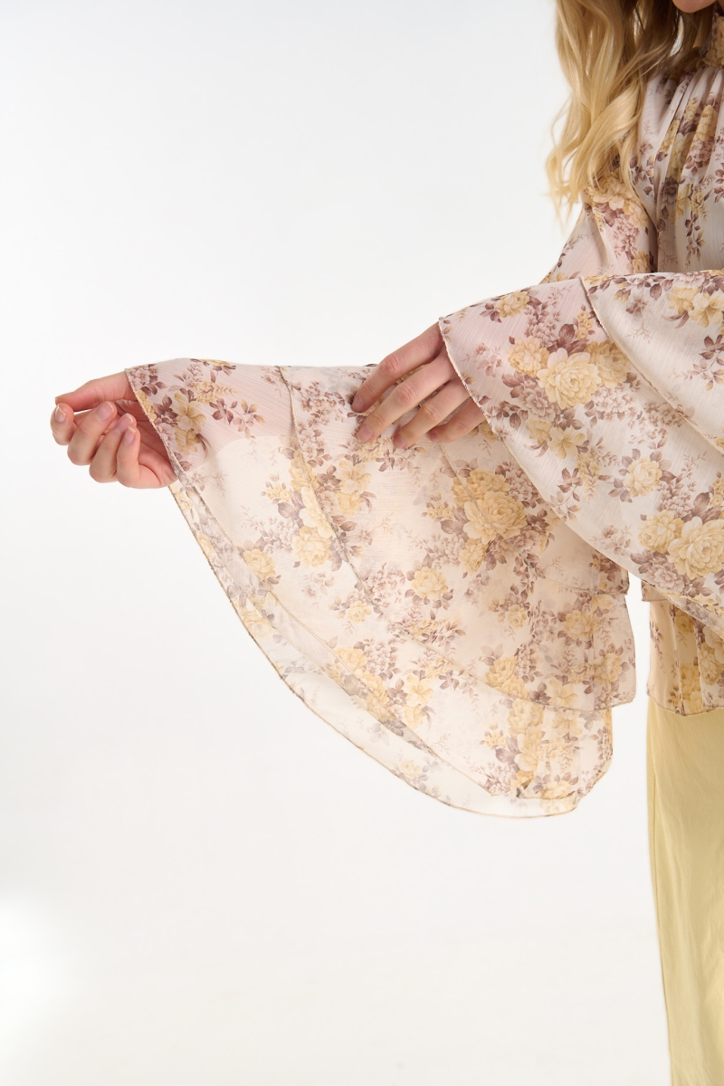 Floral Blouse with Bell Sleeves