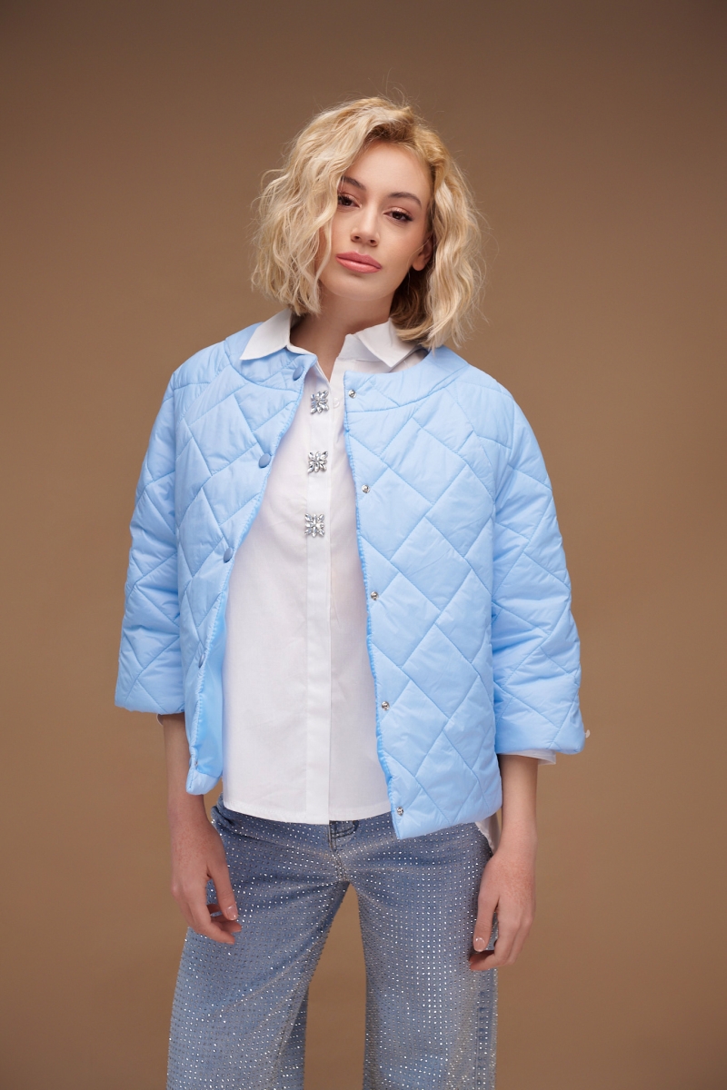 Women’s Quilted Jacket with 3/4 Sleeves and Hidden Pockets