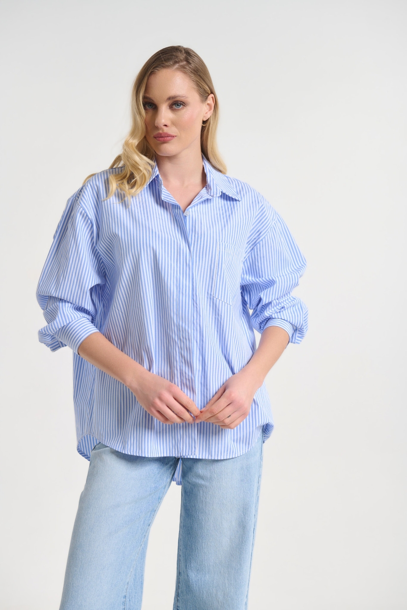 Πουκάμισο Ριγε Με Λογότυπο Στην Πλάτη