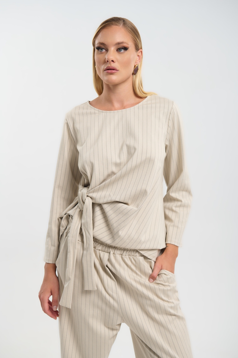 Σετ Μπλούζα Βράκα Ριγέ Με Δέσιμο