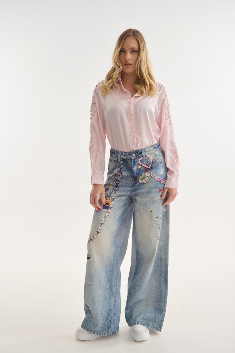 Super Wide Leg Printed Jeans