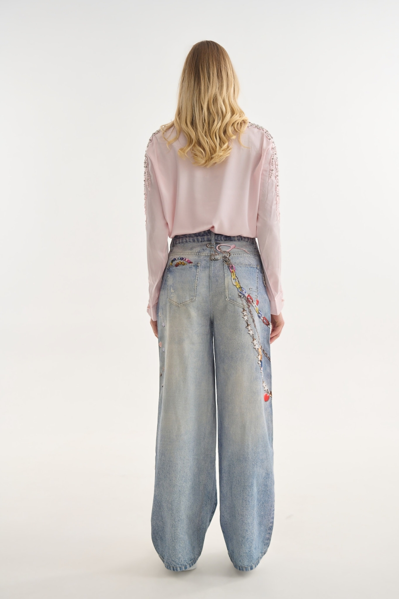 Super Wide Leg Printed Jeans