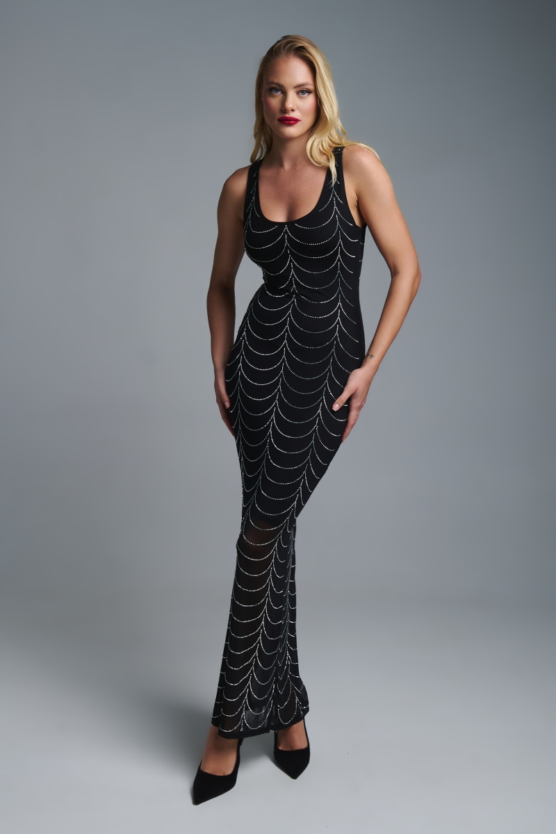 Φόρεμα Μάξι Αμάνικο Κύμα Στρας