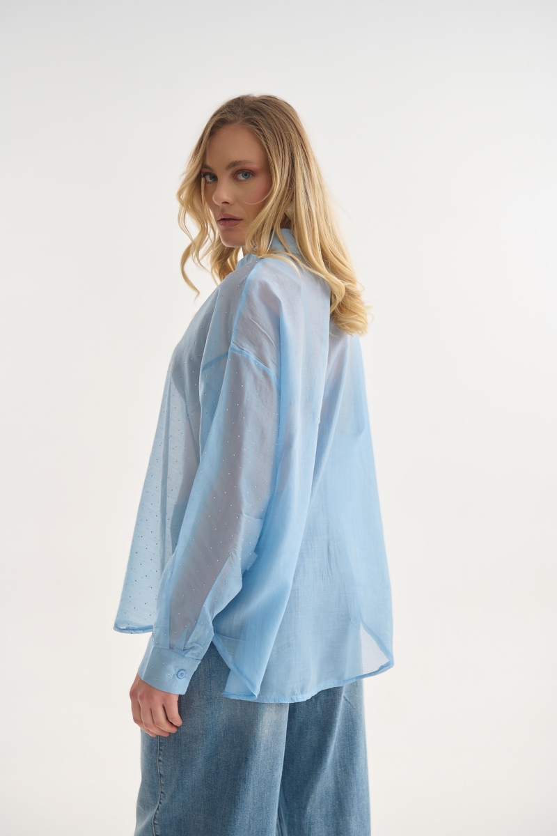 Semi-Sheer Rhinestoned Shirt