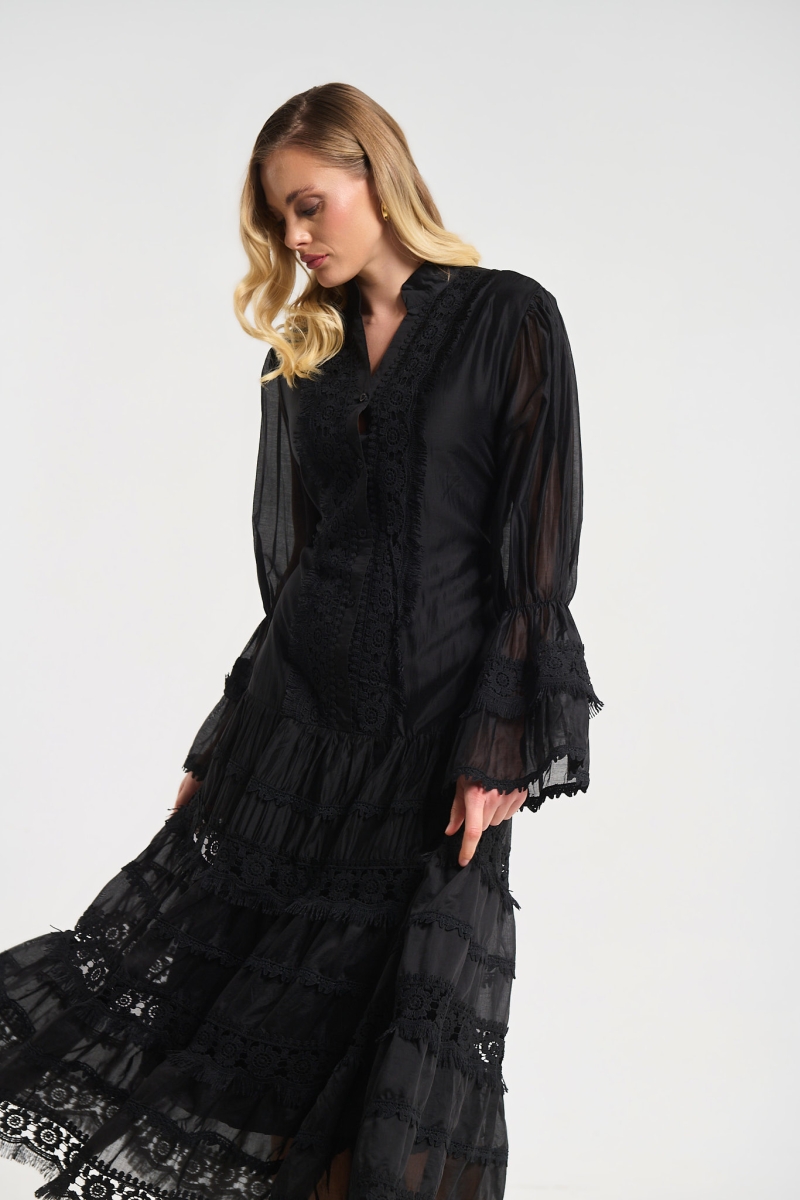 Φόρεμα Μακρύ Με Λεπτομέρεια Δαντέλα