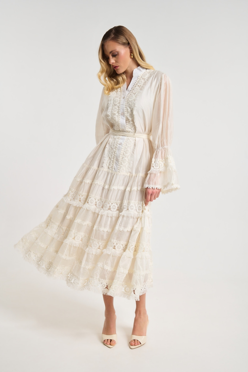 Φόρεμα Μακρύ Με Λεπτομέρεια Δαντέλα