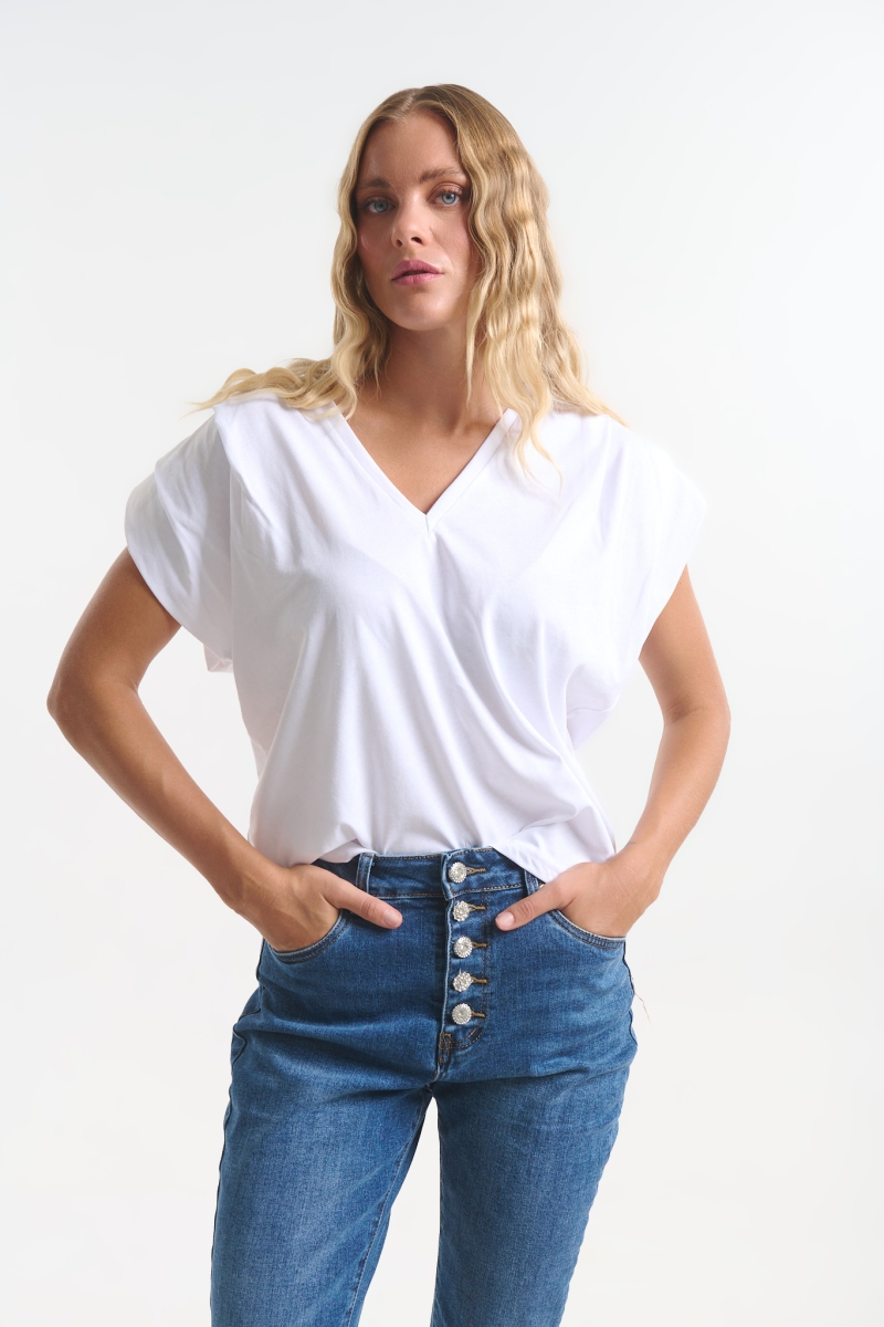 Kelly's Women’s Top with Shoulder Pads & Rhinestones