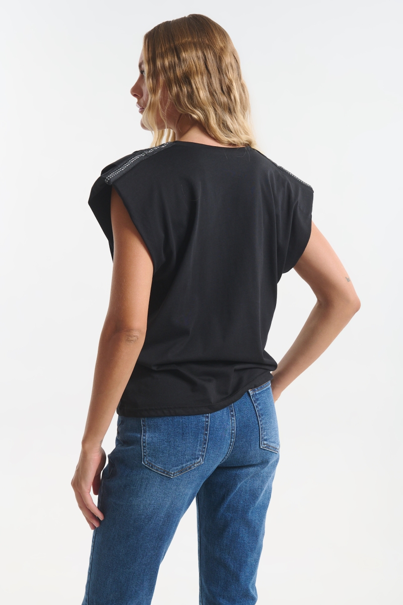 Kelly's Women’s Top with Shoulder Pads & Rhinestones