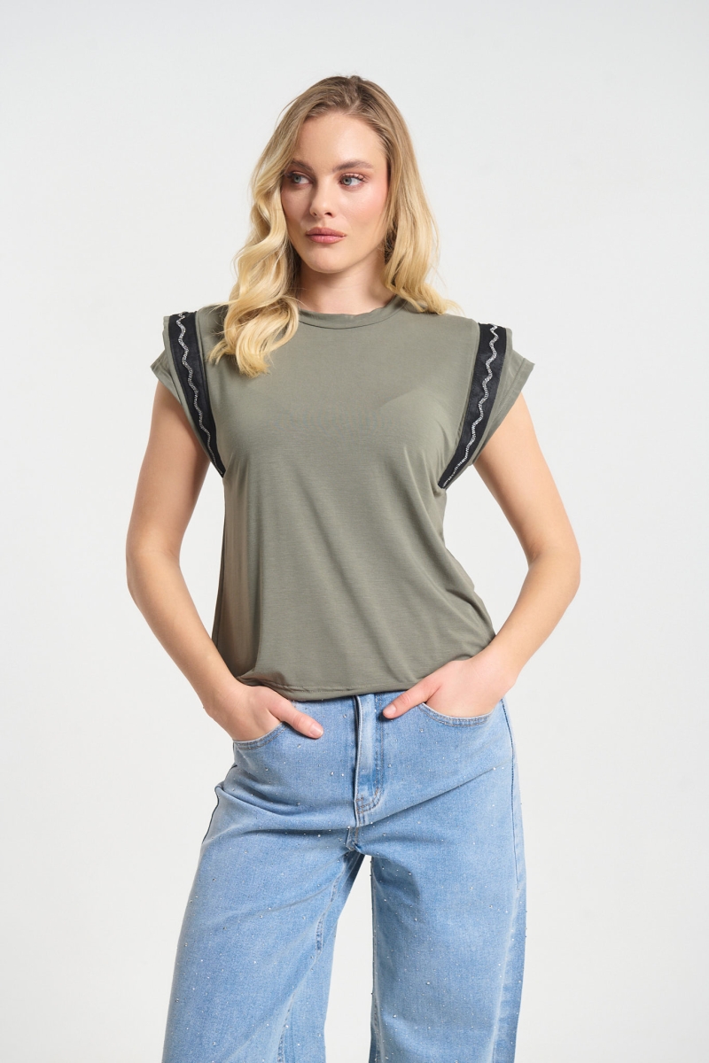 Kelly's T-Shirt Διπλό Μανίκι Με Στρας