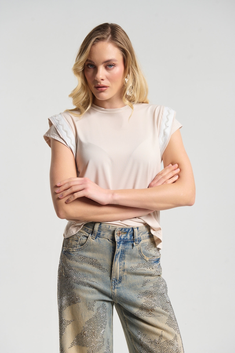 Kelly's T-Shirt Διπλό Μανίκι Με Στρας