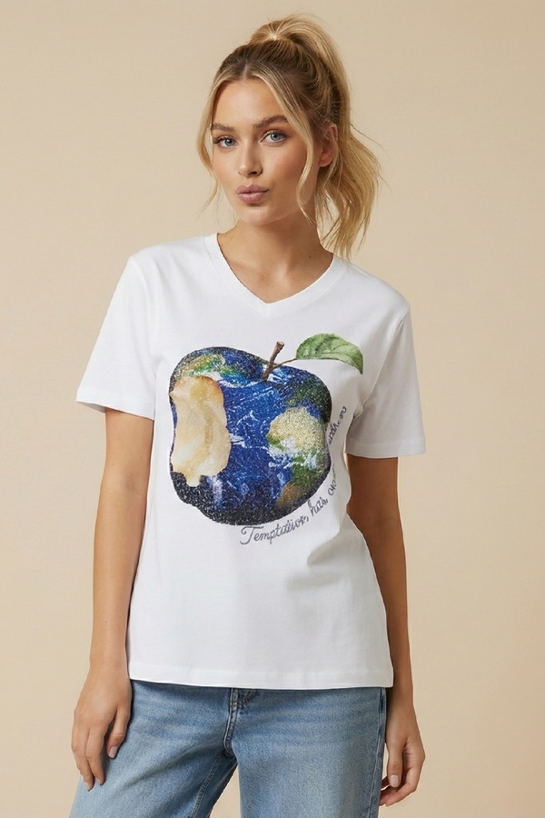 De Javu T-shirt Με Print Γη & Μήλο