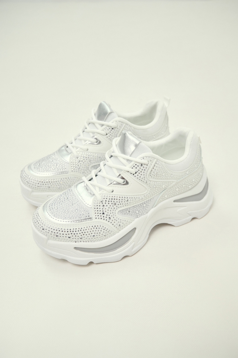 Chunky Fashion Sneakers – All-Over Rhinestones