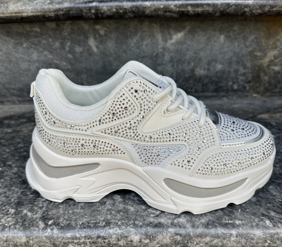 Chunky Fashion Sneakers – All-Over Strass