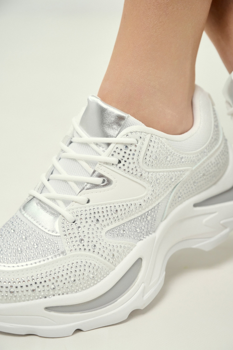 Chunky Fashion Sneakers – All-Over Rhinestones