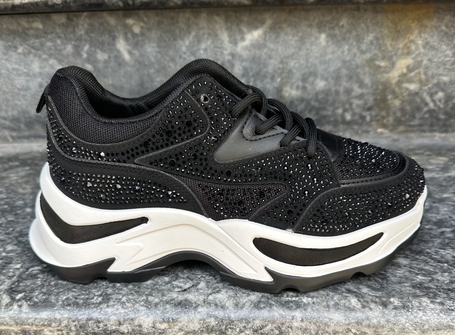 Chunky Fashion Sneakers – All-Over Strass