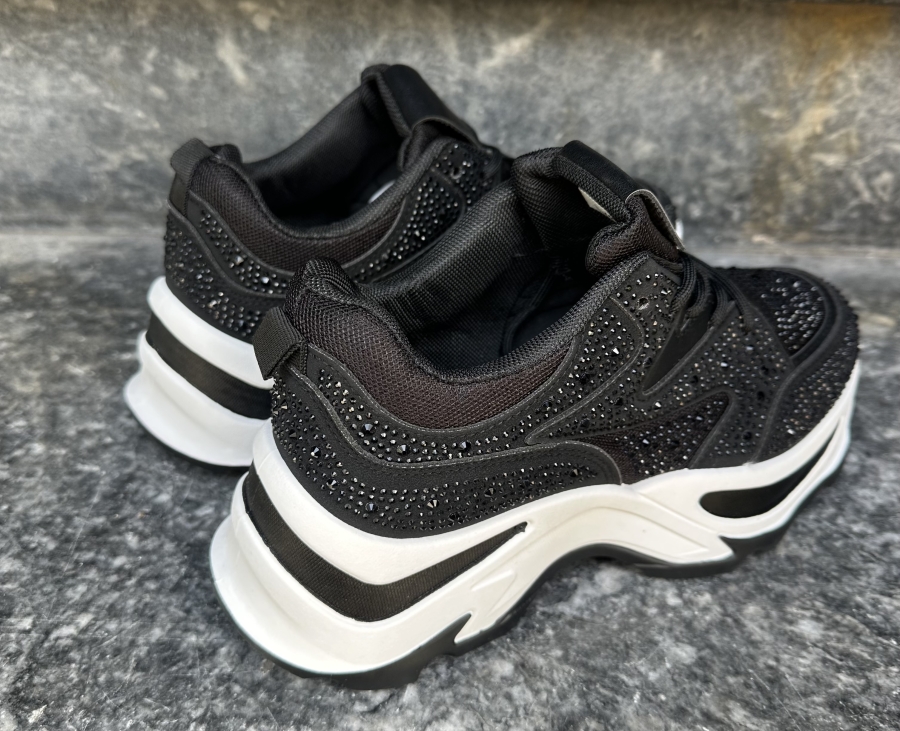 Chunky Fashion Sneakers – All-Over Rhinestones