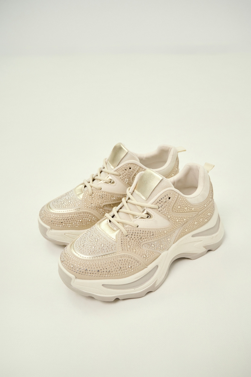 Chunky Fashion Sneakers – All-Over Rhinestones