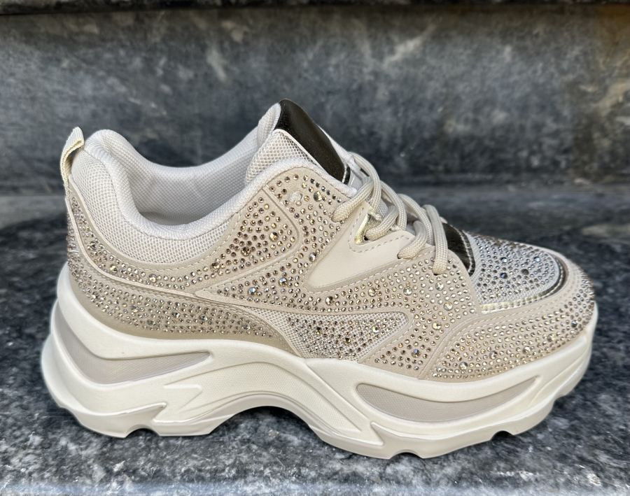 Chunky Fashion Sneakers – All-Over Strass