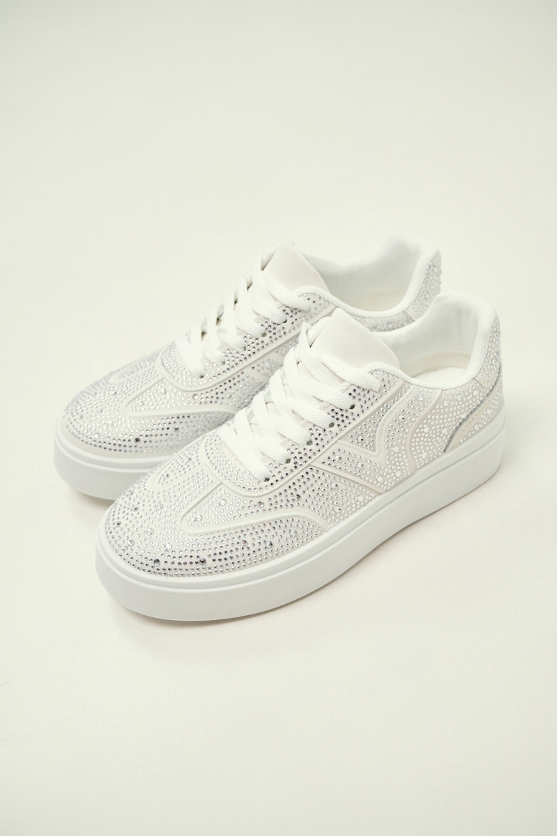Platform Sneakers – Subtle Rhinestone Details