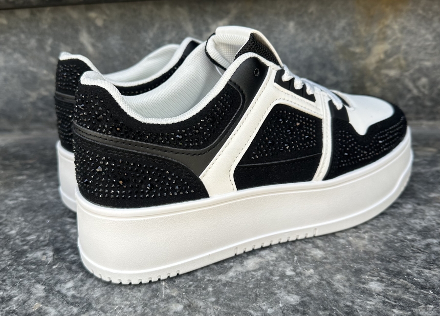 Platform Sneakers – Subtle Rhinestone Details