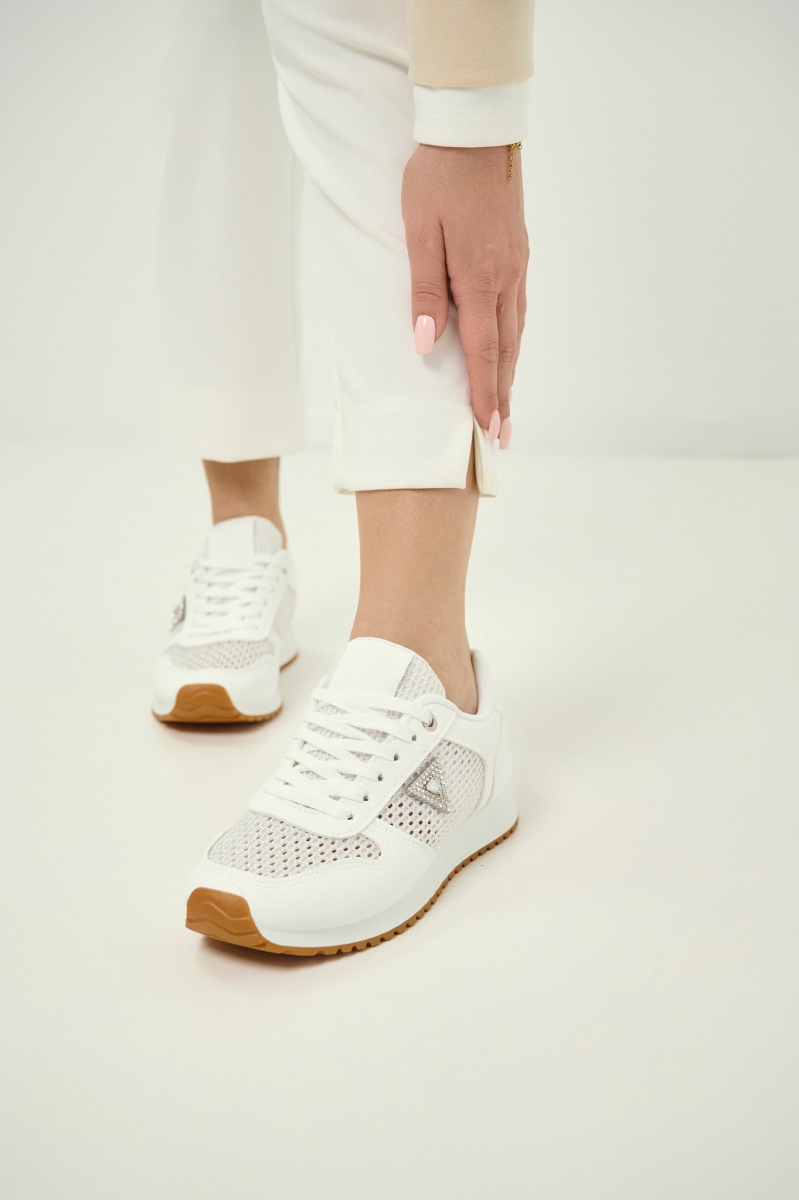 Lace-Up Shoe Featuring Triangular Rhinestone Side Detail
