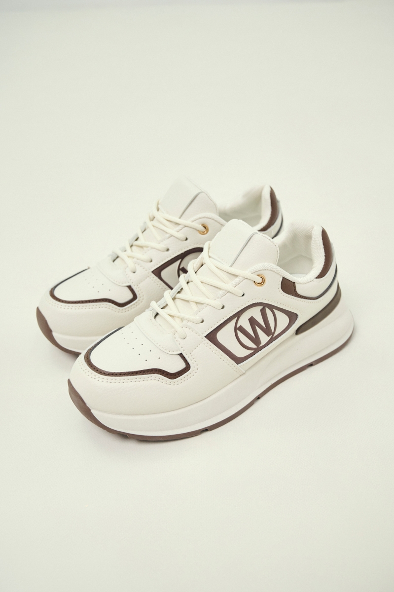 Two-Tone Lace-Up Sneaker Featuring W Logo