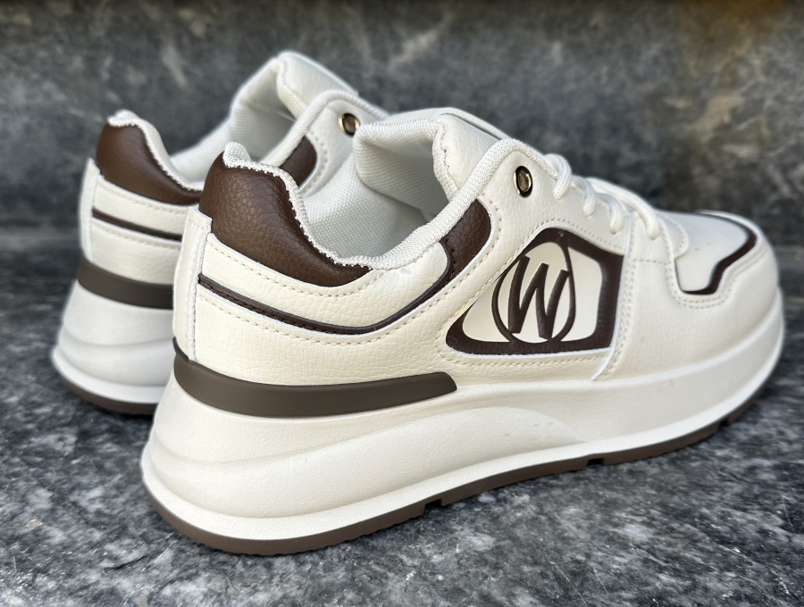 Two-Tone Lace-Up Sneaker Featuring W Logo