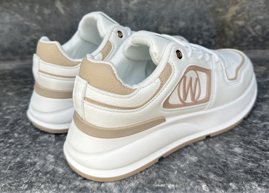 Two-Tone Lace-Up Sneaker Featuring W Logo