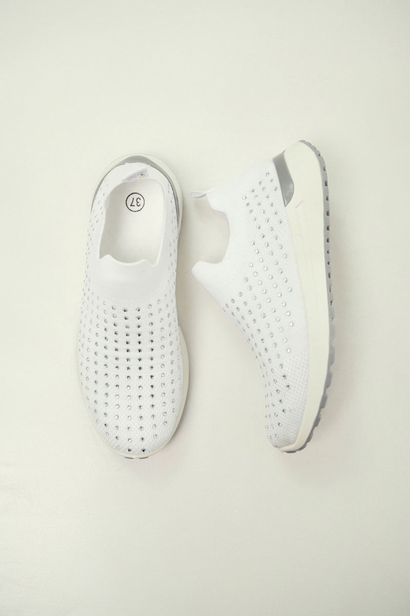 Knit Slip-On Sneakers with Strass