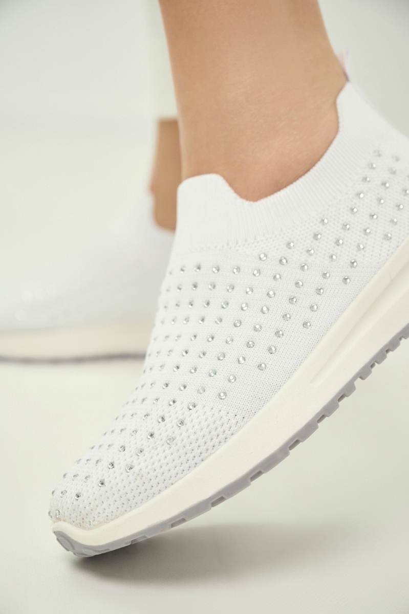 Knit Slip-On Sneakers with Strass