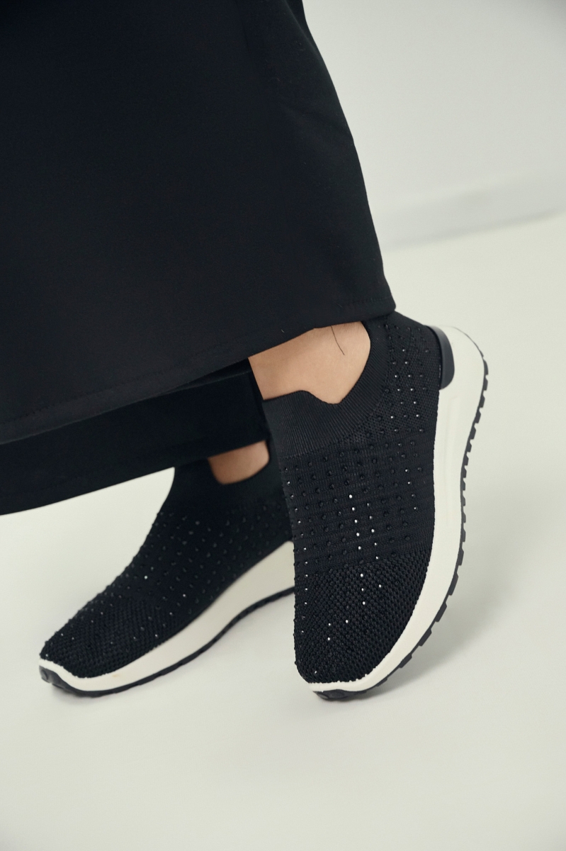 Knit Slip-On Sneakers with Strass