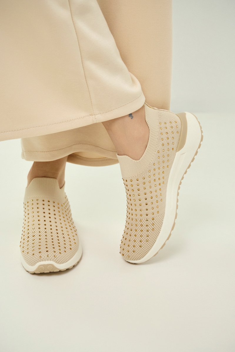 Knit Slip-On Sneakers with Strass