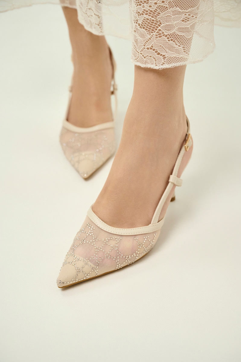 Γόβα Με Τούλινη Λεπτομέρεια & Στρας