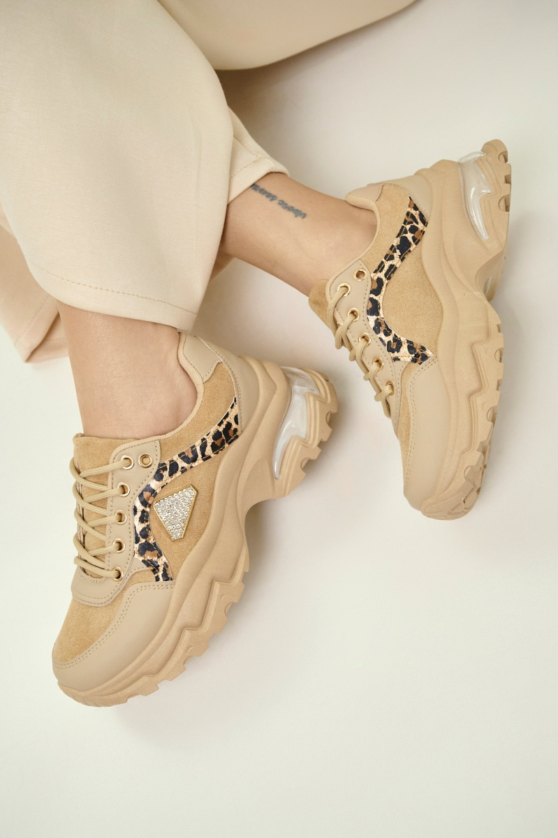 Chunky Sneakers with Leopard Detail