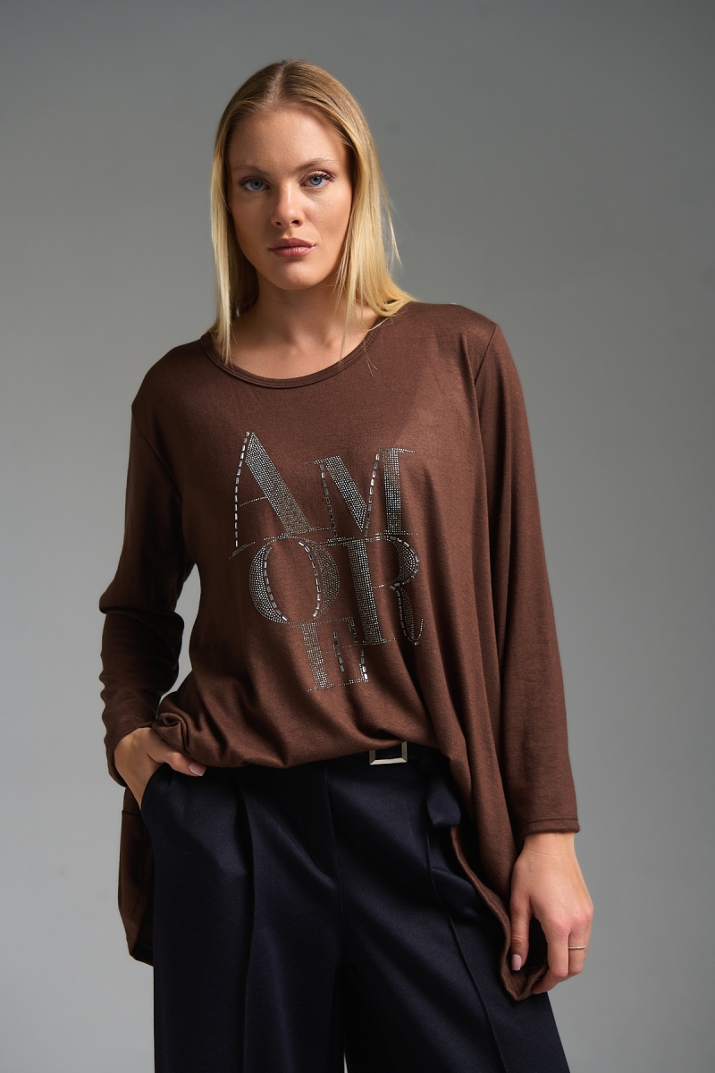 Μπλούζα Μακρυμάνικη Amour Με Στρας