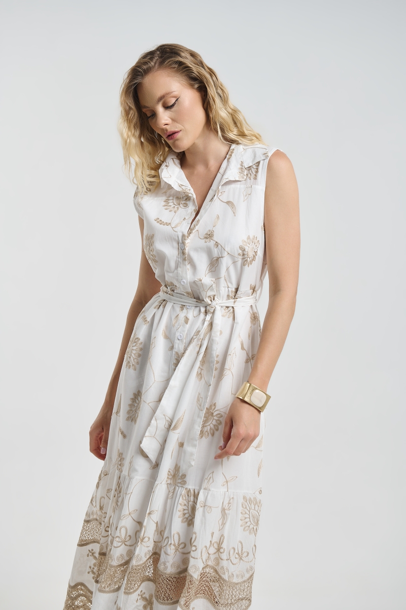 Sleeveless Dress with Embroidery for Women