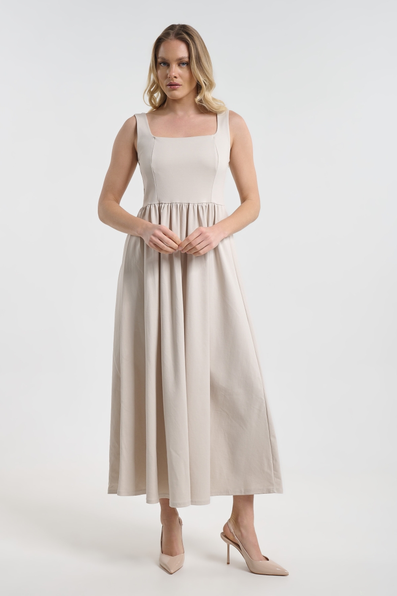 Long Sleeveless Dress with Bow Back for Women