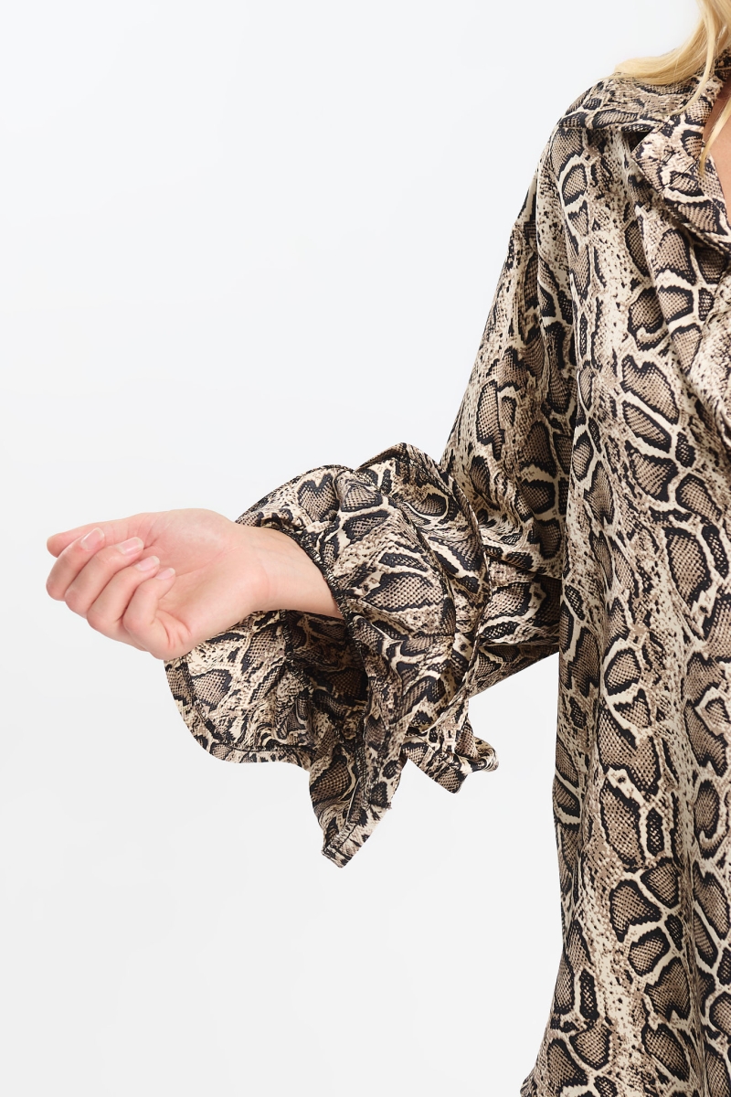 Πουκαμίσα με 3D Μανίκια & Snake Print
