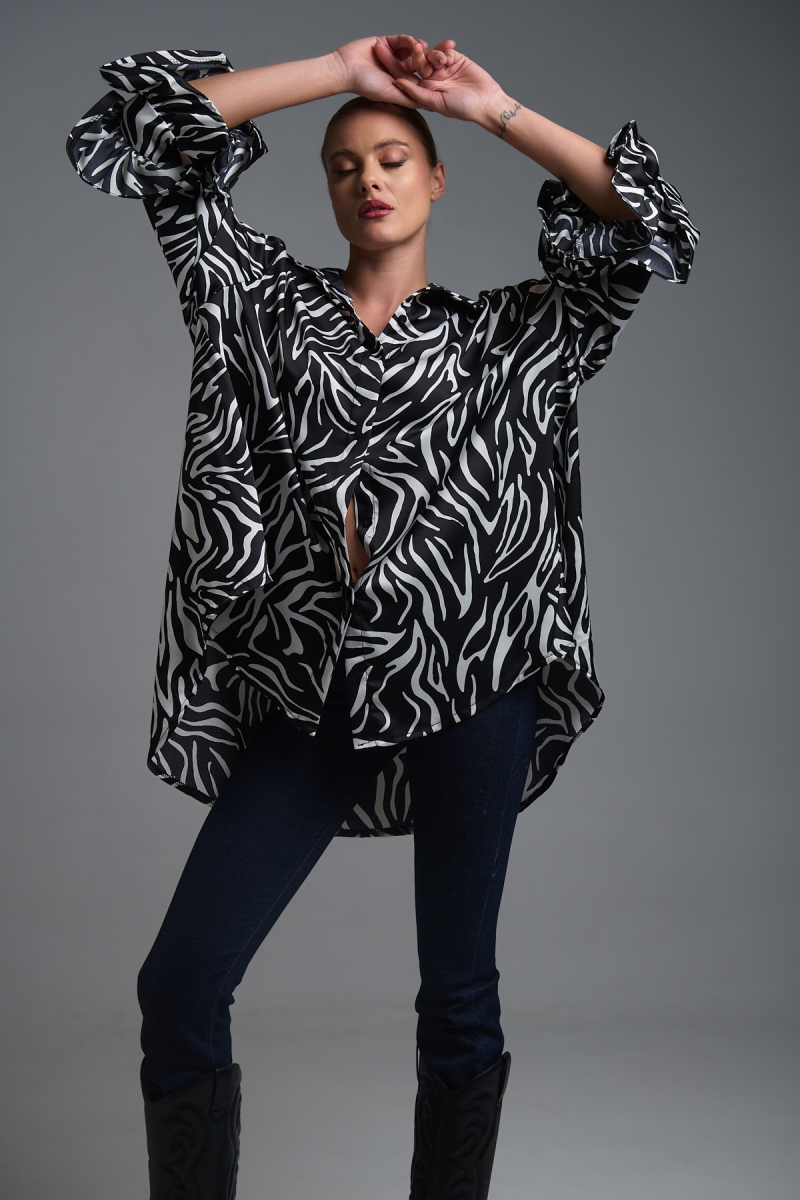 Πουκαμίσα με 3D Μανίκια & Zebra Print