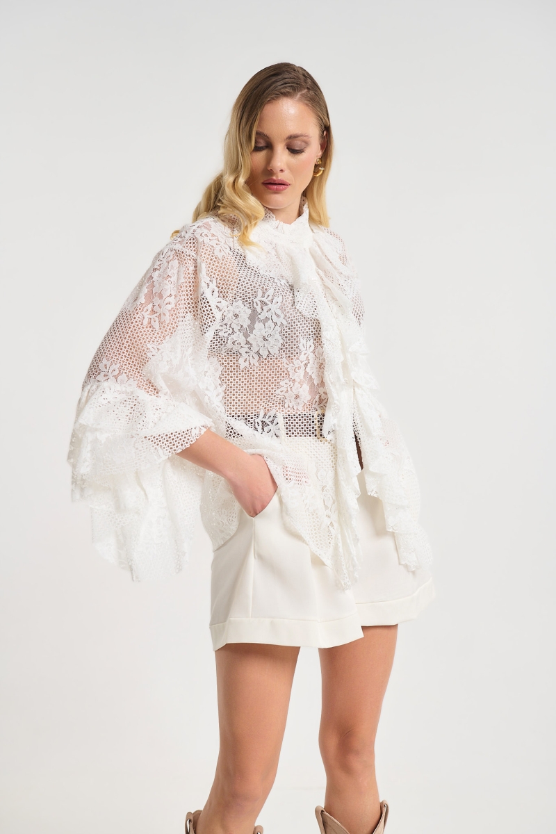 Lace Blouse with Ruffles
