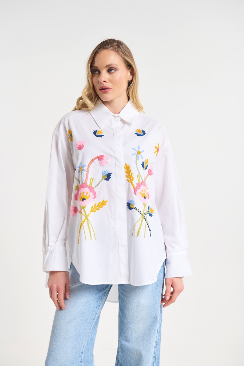 Πουκάμισο Με Πολύχρωμα Κεντήματα