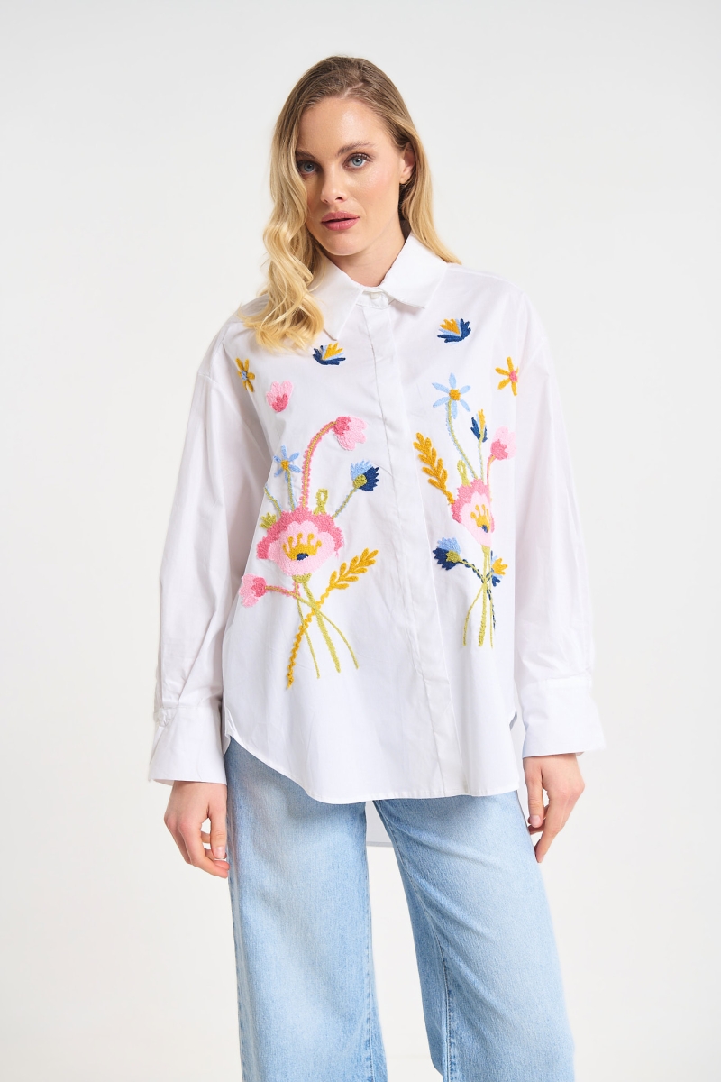 Πουκάμισο Με Πολύχρωμα Κεντήματα