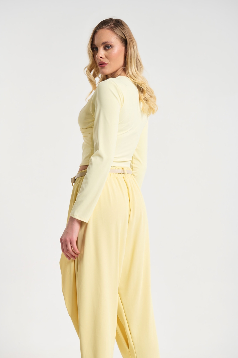 Long Sleeve Wrap Crop Top