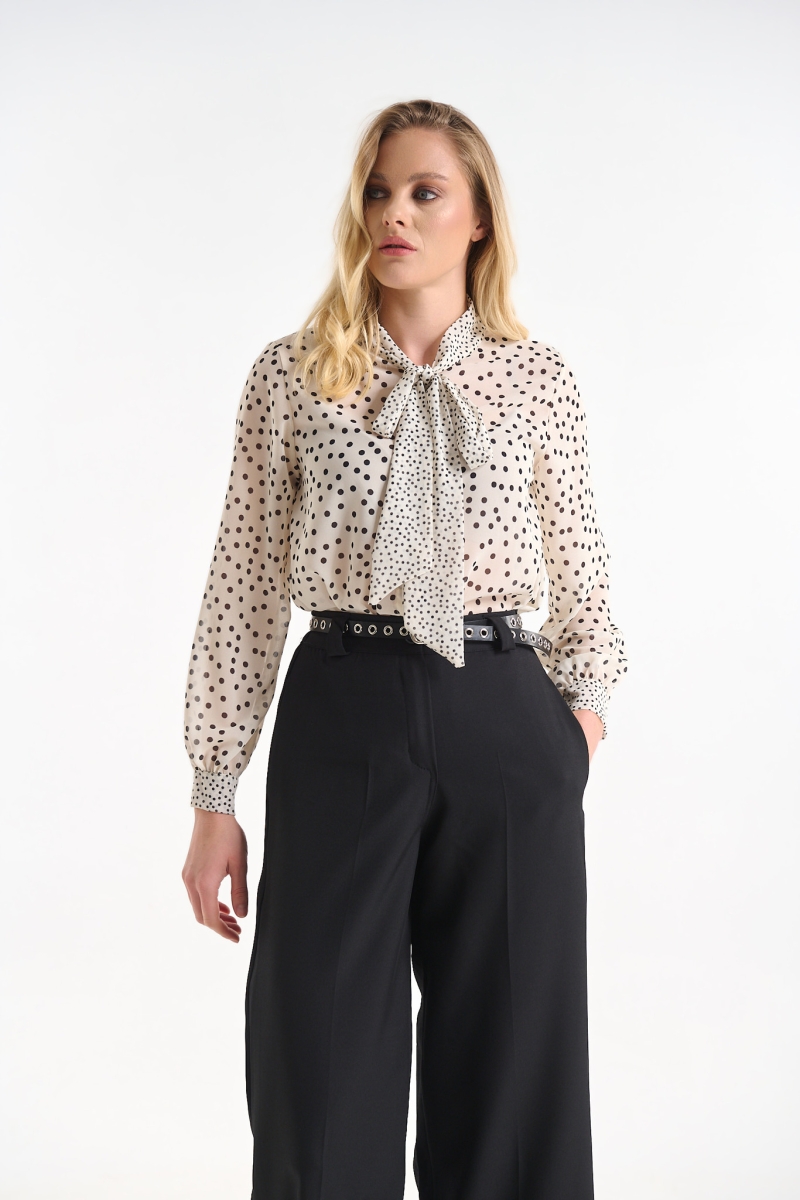 High-Waisted Tailored Trousers with Cuffed Hem and Belt