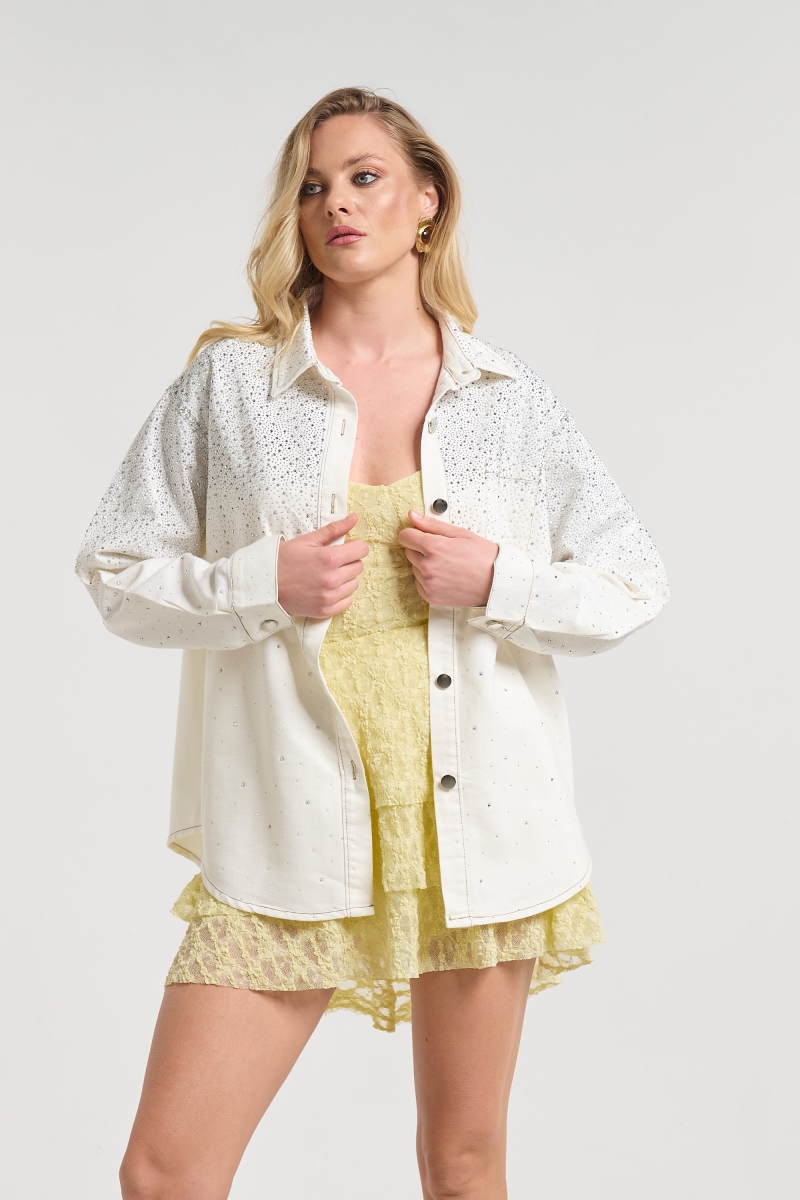 Πουκάμισο Τζιν Με Στρας Στο Πάνω Μέρος