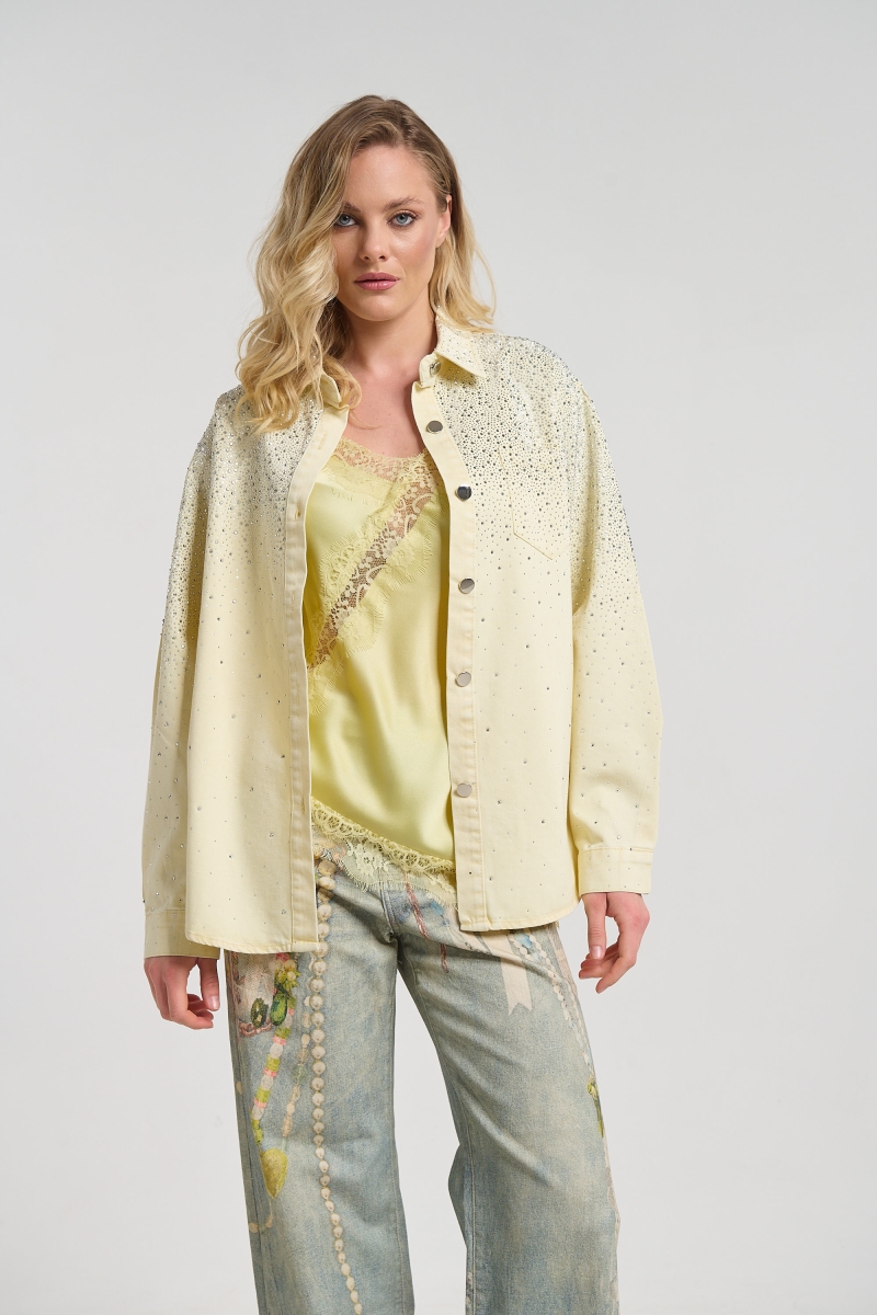 Πουκάμισο Τζιν Με Στρας Στο Πάνω Μέρος