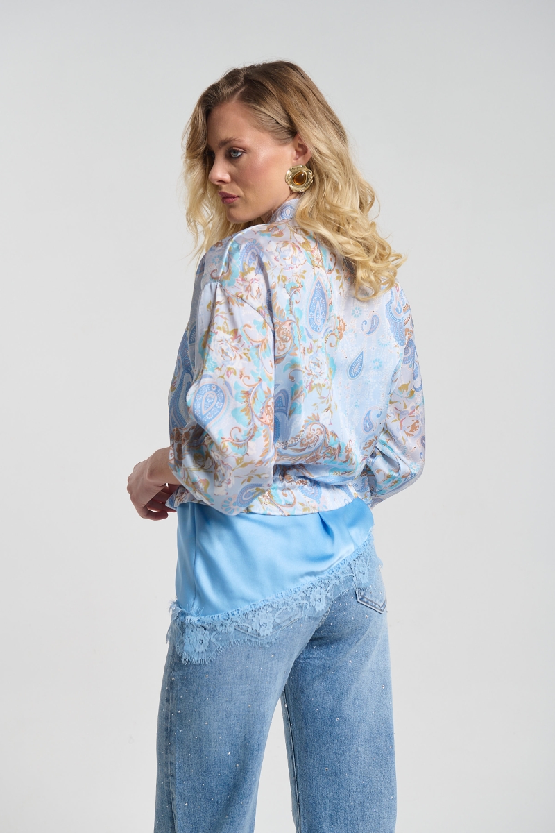 Patterned Jacket with Mao Collar