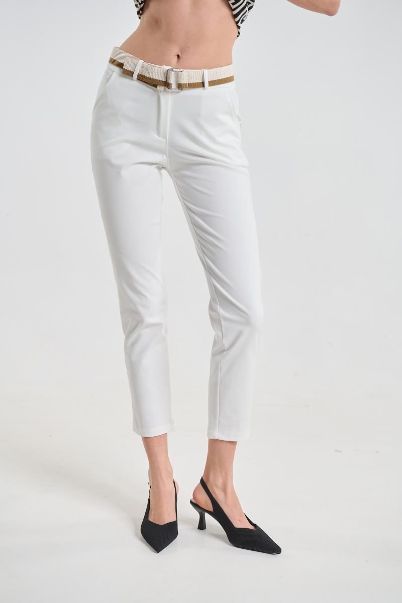 Belted Pants with Elastic Waist