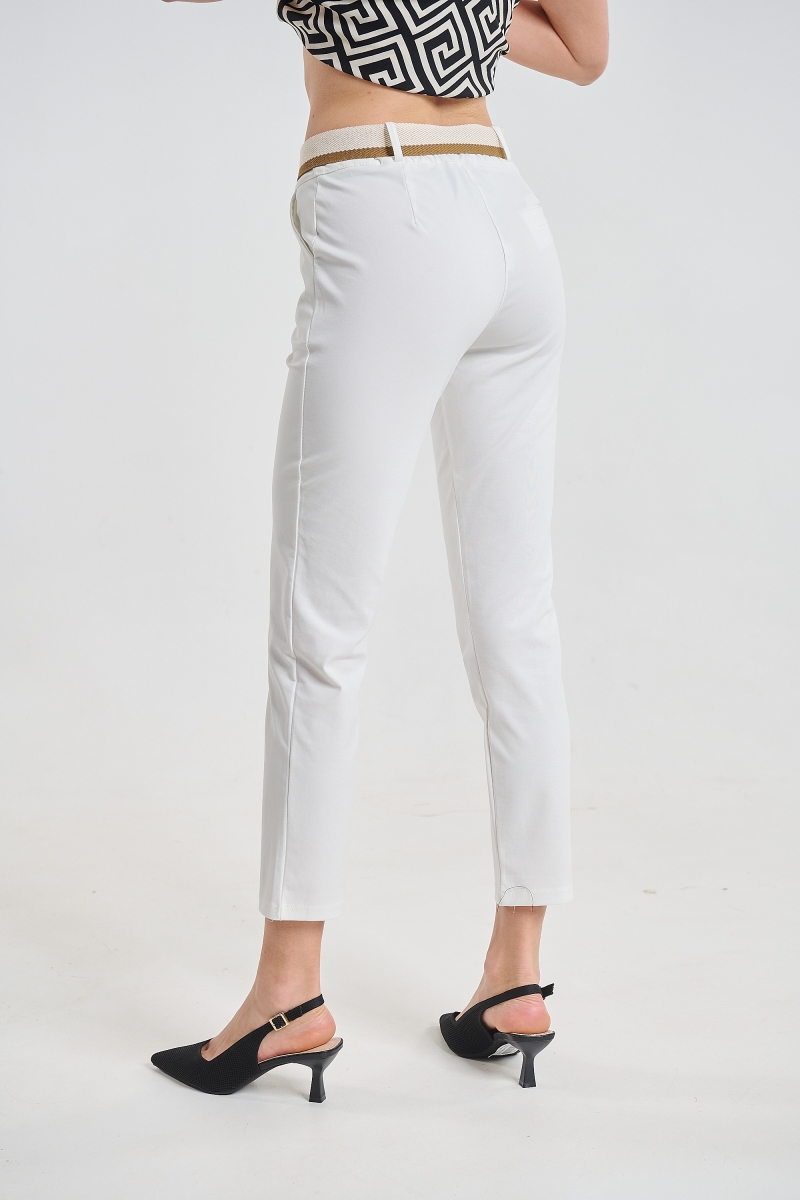 Belted Pants with Elastic Waist